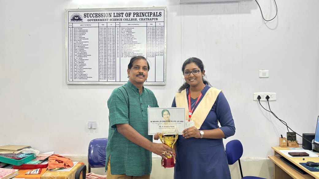 2024-25 Award WInner N Harapriya Reddy with Prinicipal Dr. Ajay Kumar Tripathy